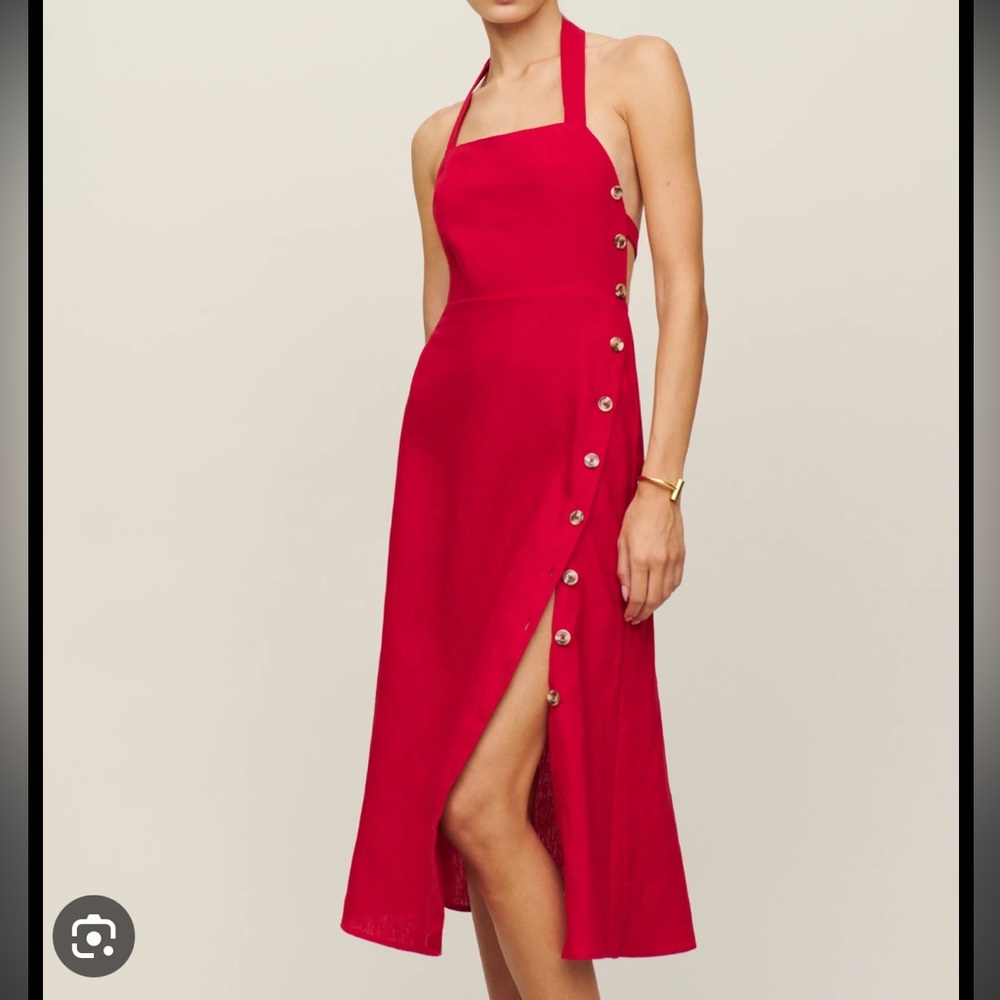 Reformation Red Linen Dress